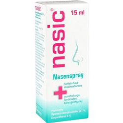 Packung eines Nasensprays der Marke "nasic" mit 15 ml Inhalt.